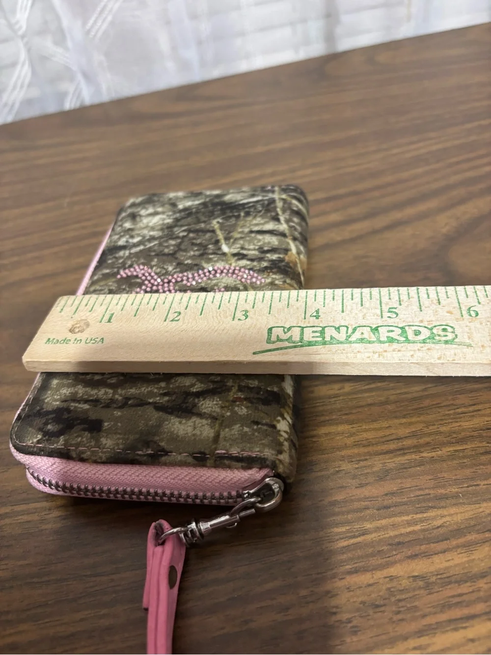 Browning Buckmark Mossy Oak Camo Wristlet Wallet with Pink Accents 6x4 pink trim